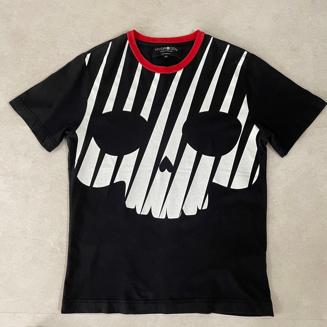 【美品】HYDROGEN スカル ビックプリント Tシャツ サイズM ブラック