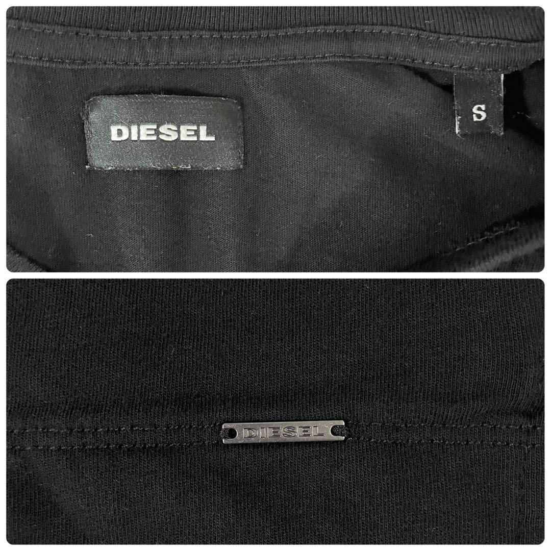 古着DIESEL 半袖VネックTシャツ デニムポケット サイズS ブラック