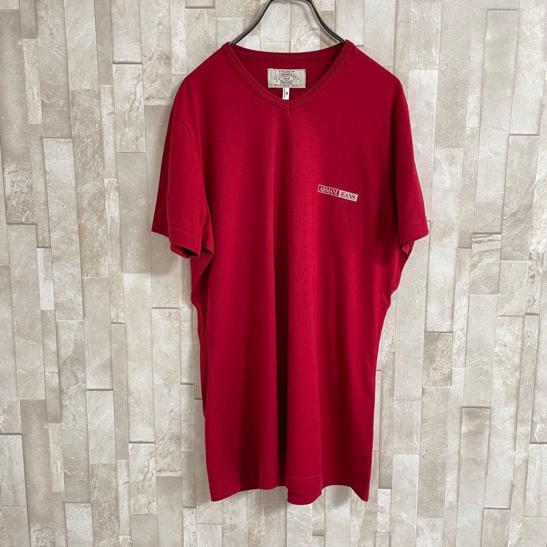 古着ARMANI JEANS Tシャツ ロゴプリント サイズM レッド
