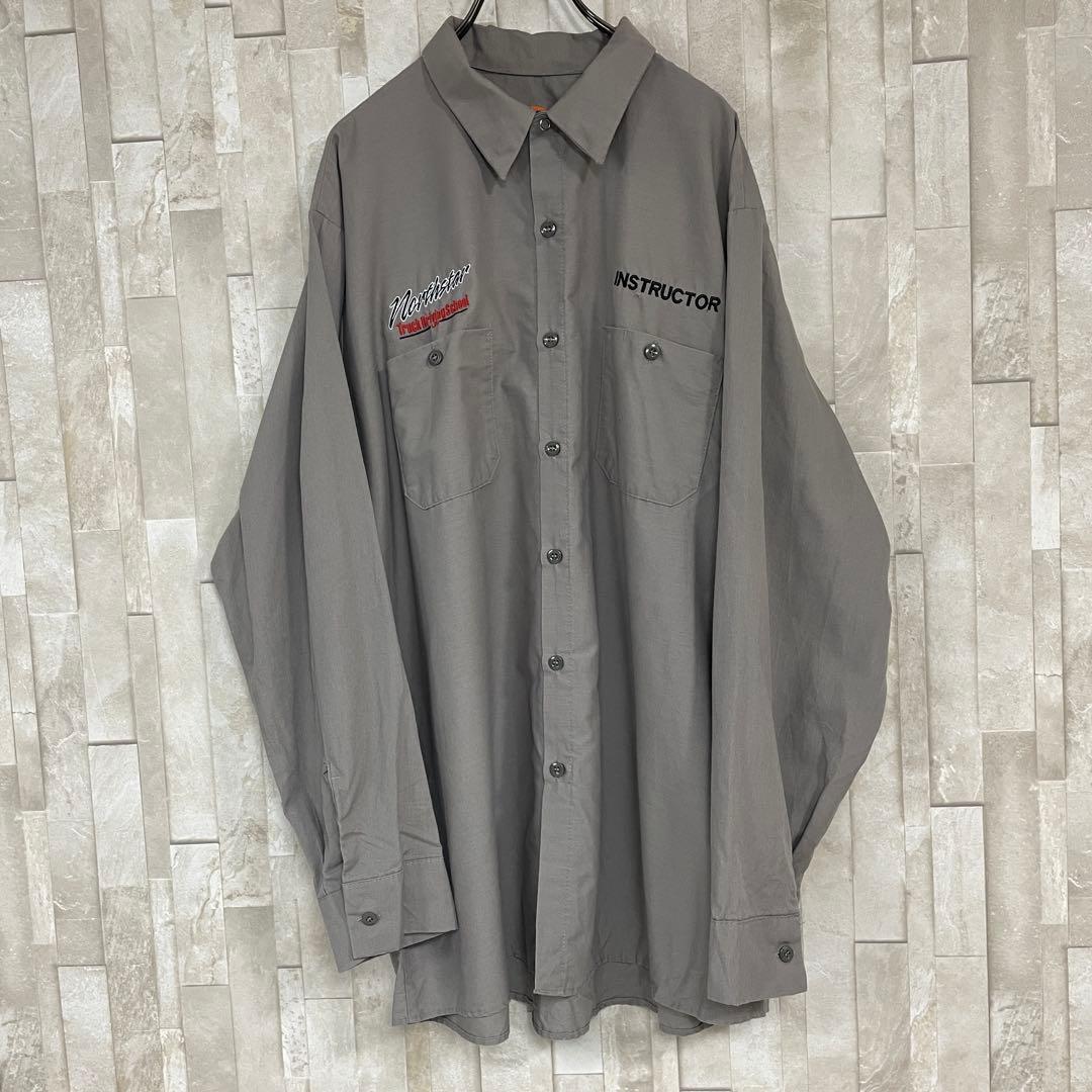 古着 RED KAP レッドキャップ 長袖ワークシャツ サイズXL グレー