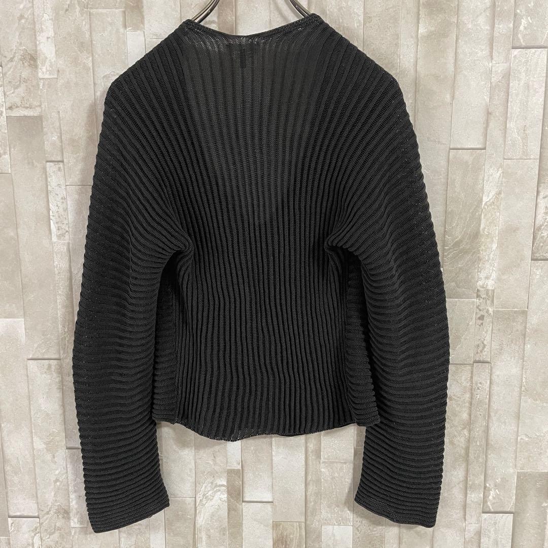 【美品】MaxMara 長袖カーディガン イタリア製 リブ編み Vネック L黒