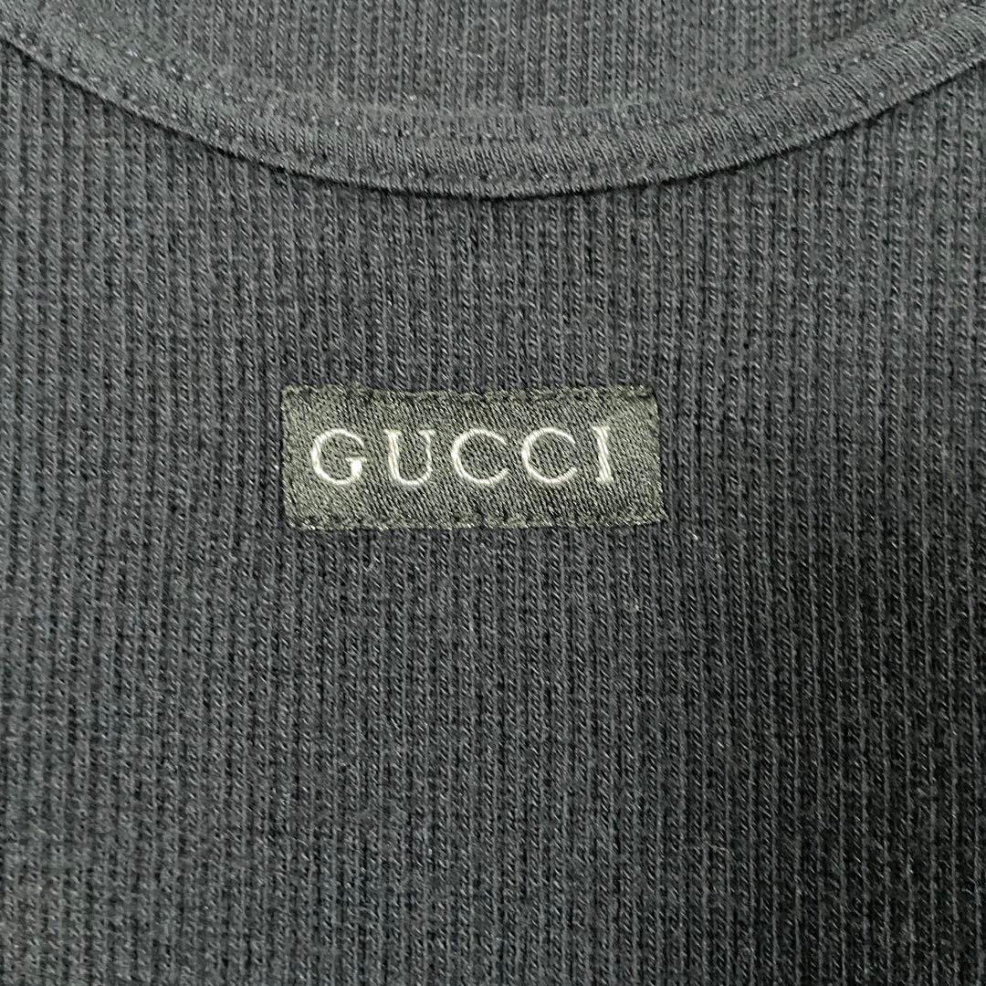 【美品】GUCCI タンクトップ イタリア製 ロゴ刺繍 サイズM ネイビー