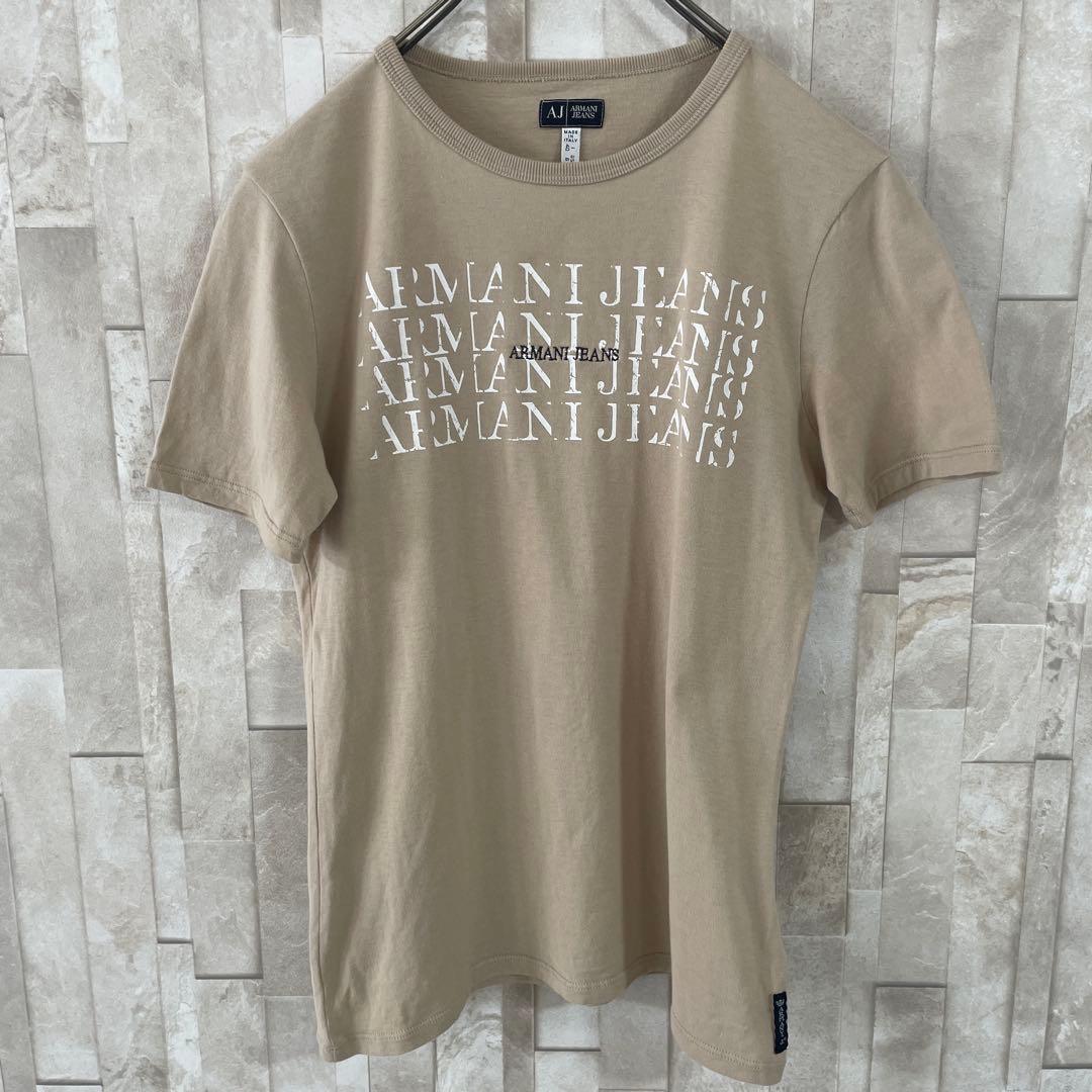古着 ARMANI JEANS ベージュ 半袖Tシャツ Sサイズ