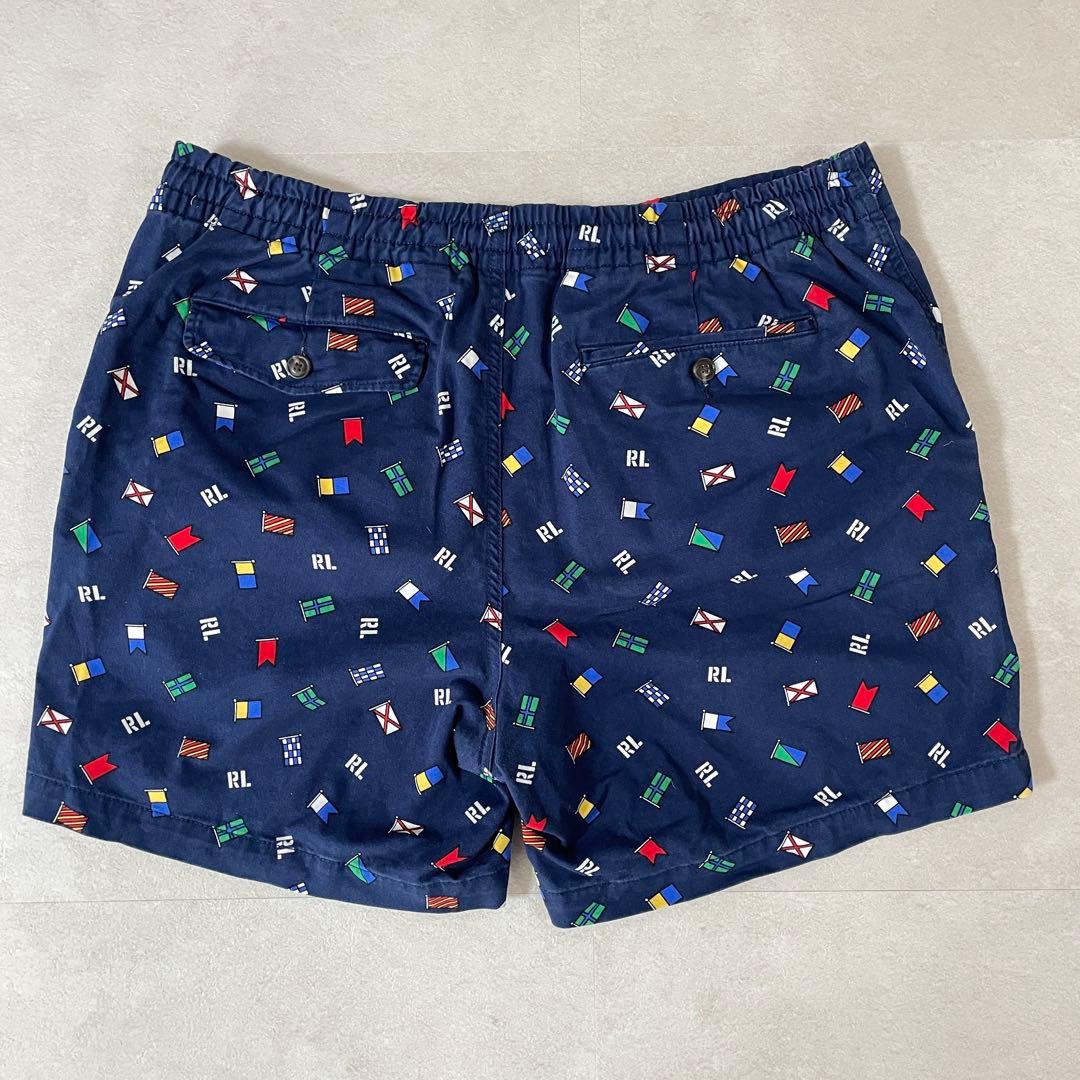 【美品】POLO RALPH LAUREN ハーフパンツ L ネイビー系 国旗柄