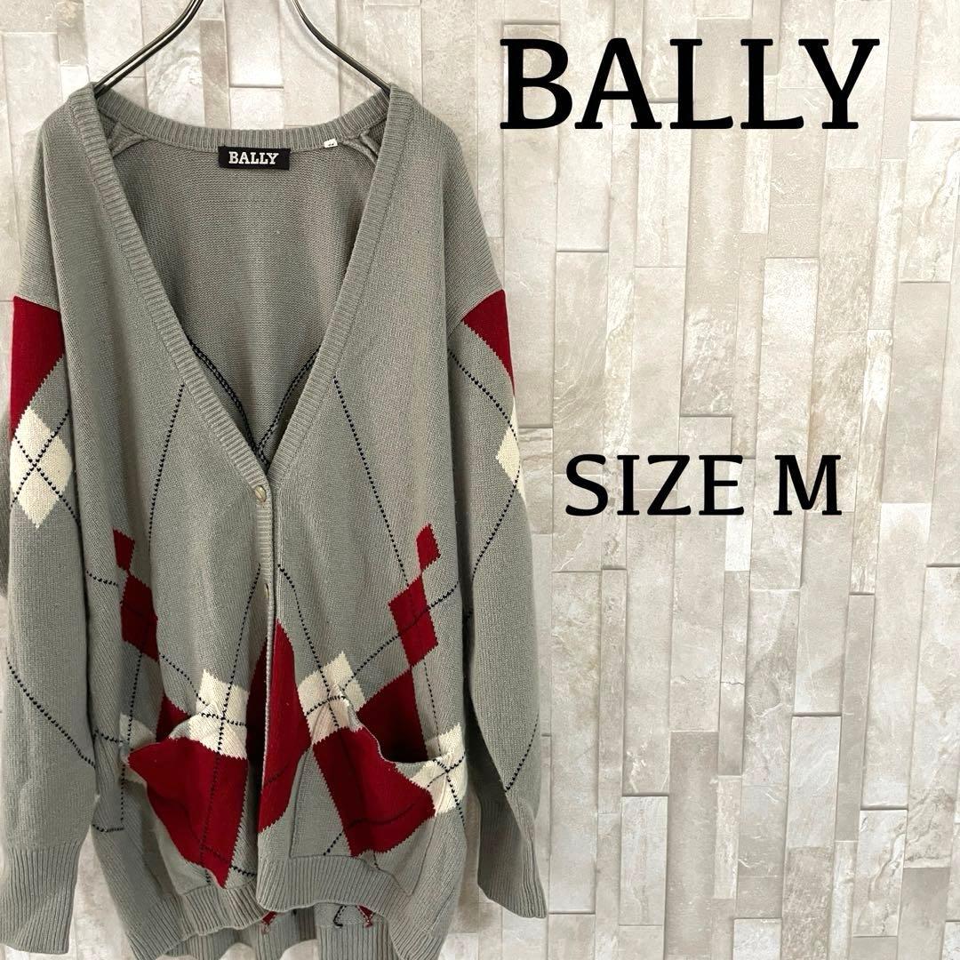 【美品】BALLY 長袖カーディガン カシミヤ100% アーガイル柄 M
