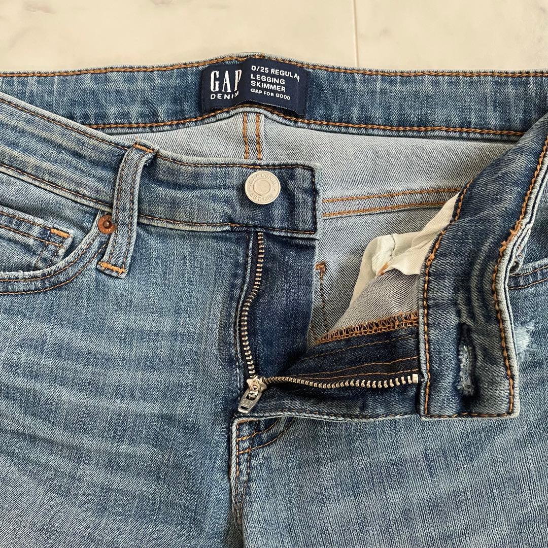 【美品】GAPダメージデニムパンツ メンズ 0/25サイズ ブルー