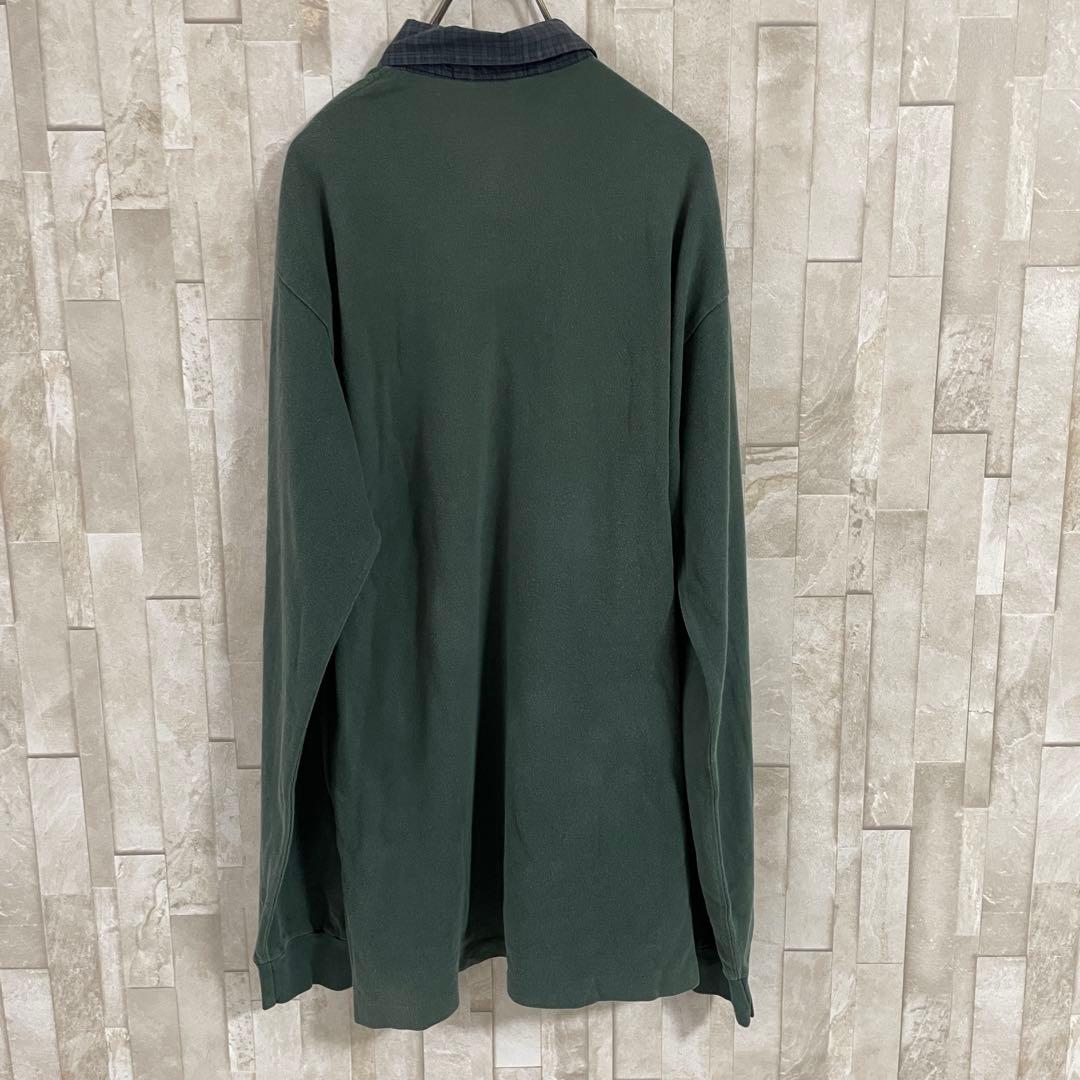 【美品】90s POLO RALPH LAUREN 長袖ポロシャツ M グリーン