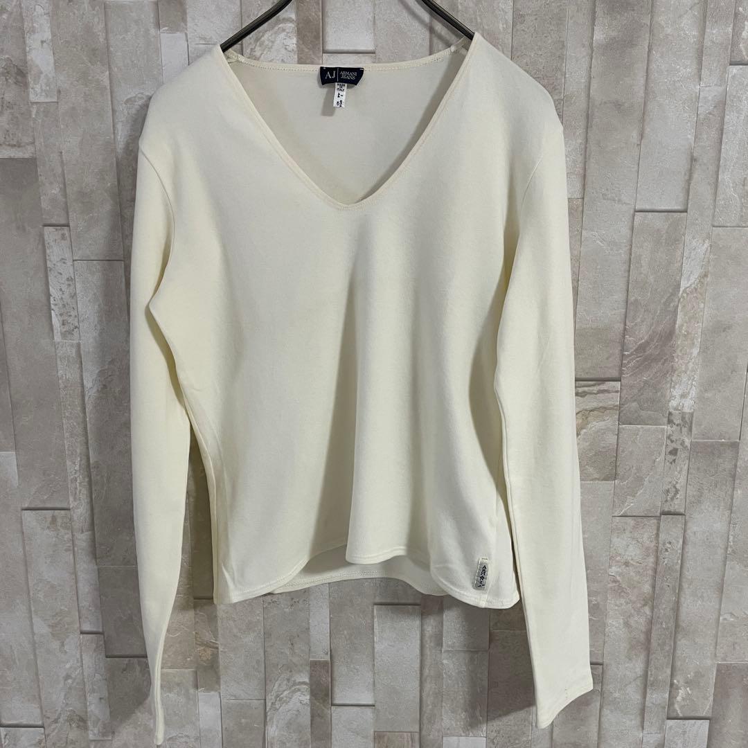 古着 ARMANI JEANS 長袖Tシャツ アイボリー 無地 サイズ44