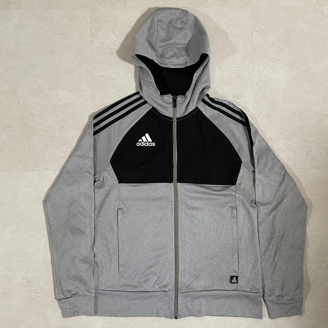 古着 adidas トラックジャケット サイズ160 グレー×ブラック