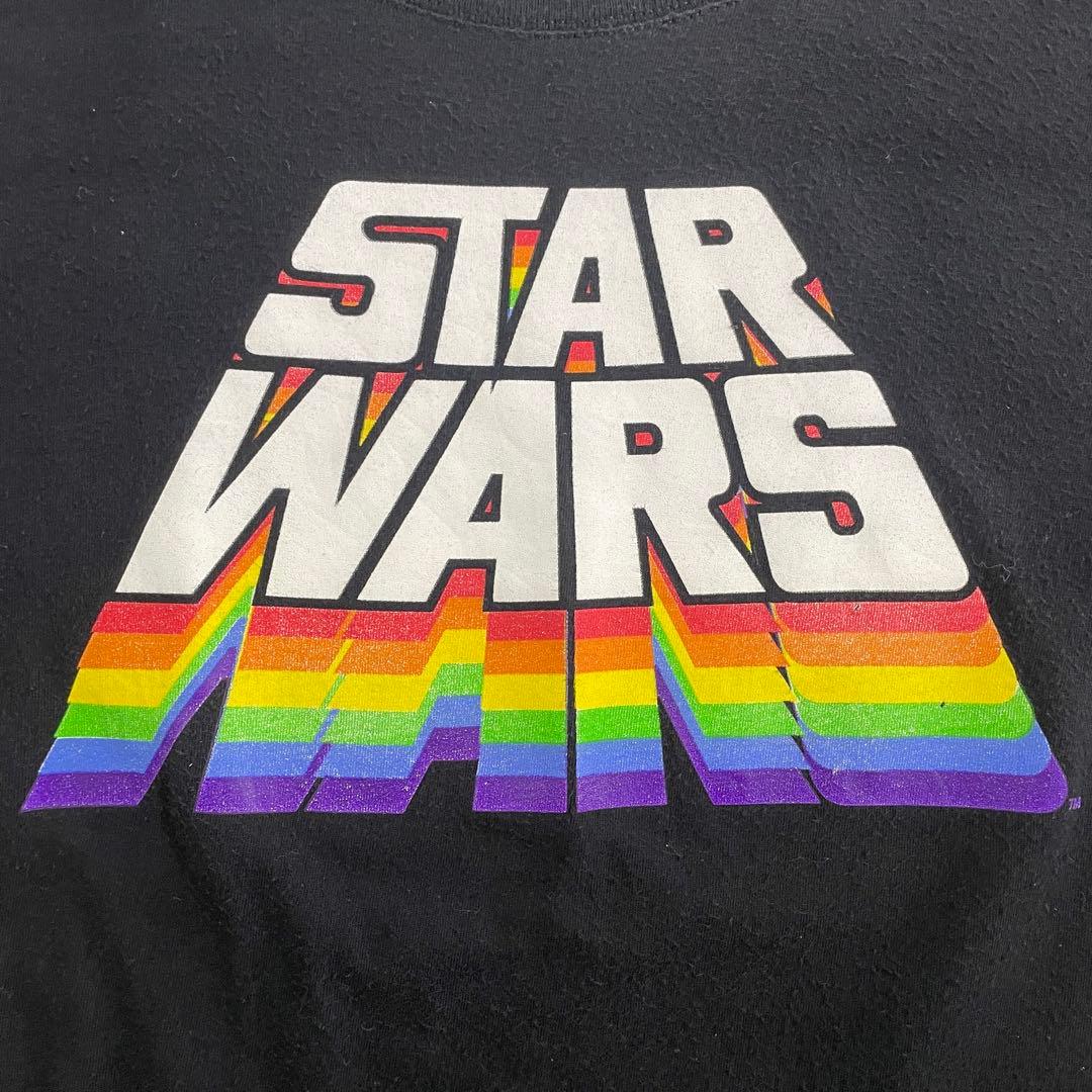 【美品】STAR WARS Tシャツ レインボーロゴ ブラック XXLサイズ