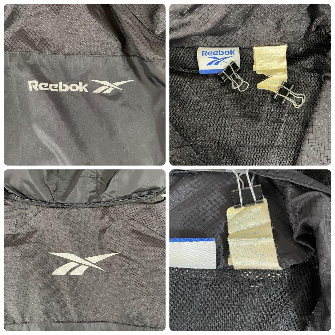 古着Reebok ナイロンジャケット フード サイズM ブラック