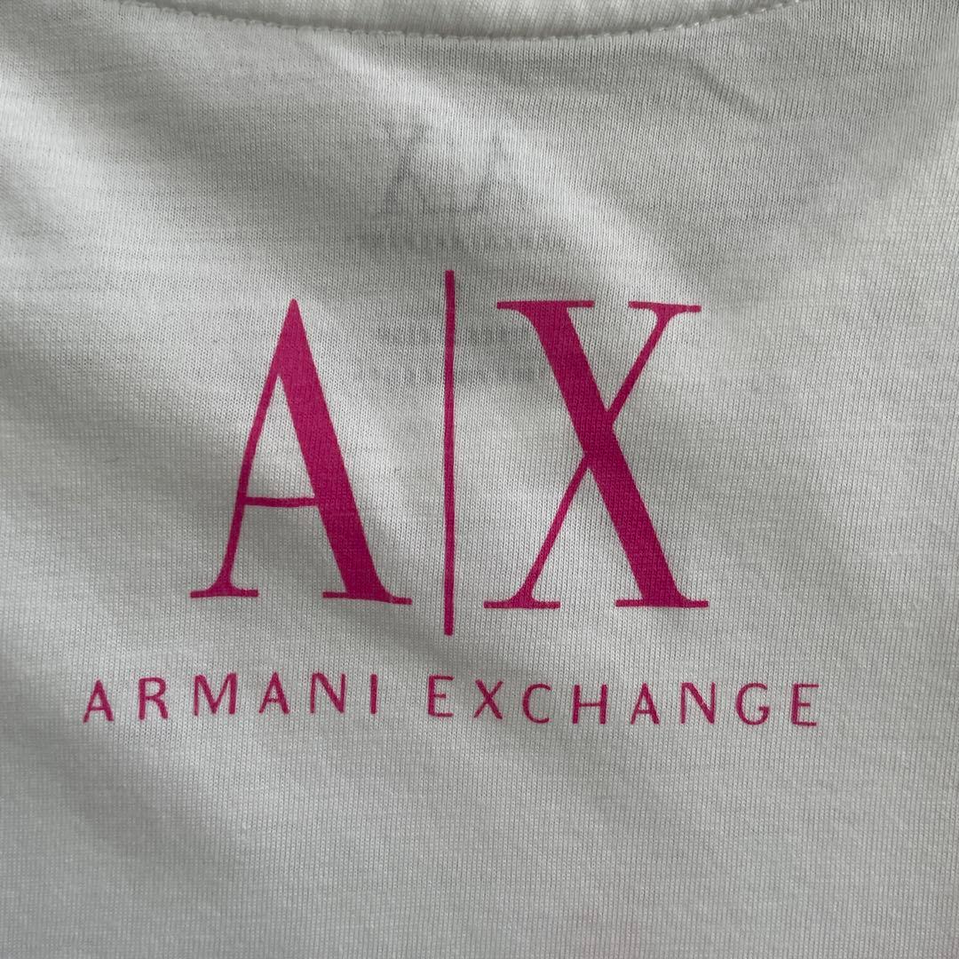 古着 ARMANI EXCHANGE プリント 半袖Tシャツ S ホワイト