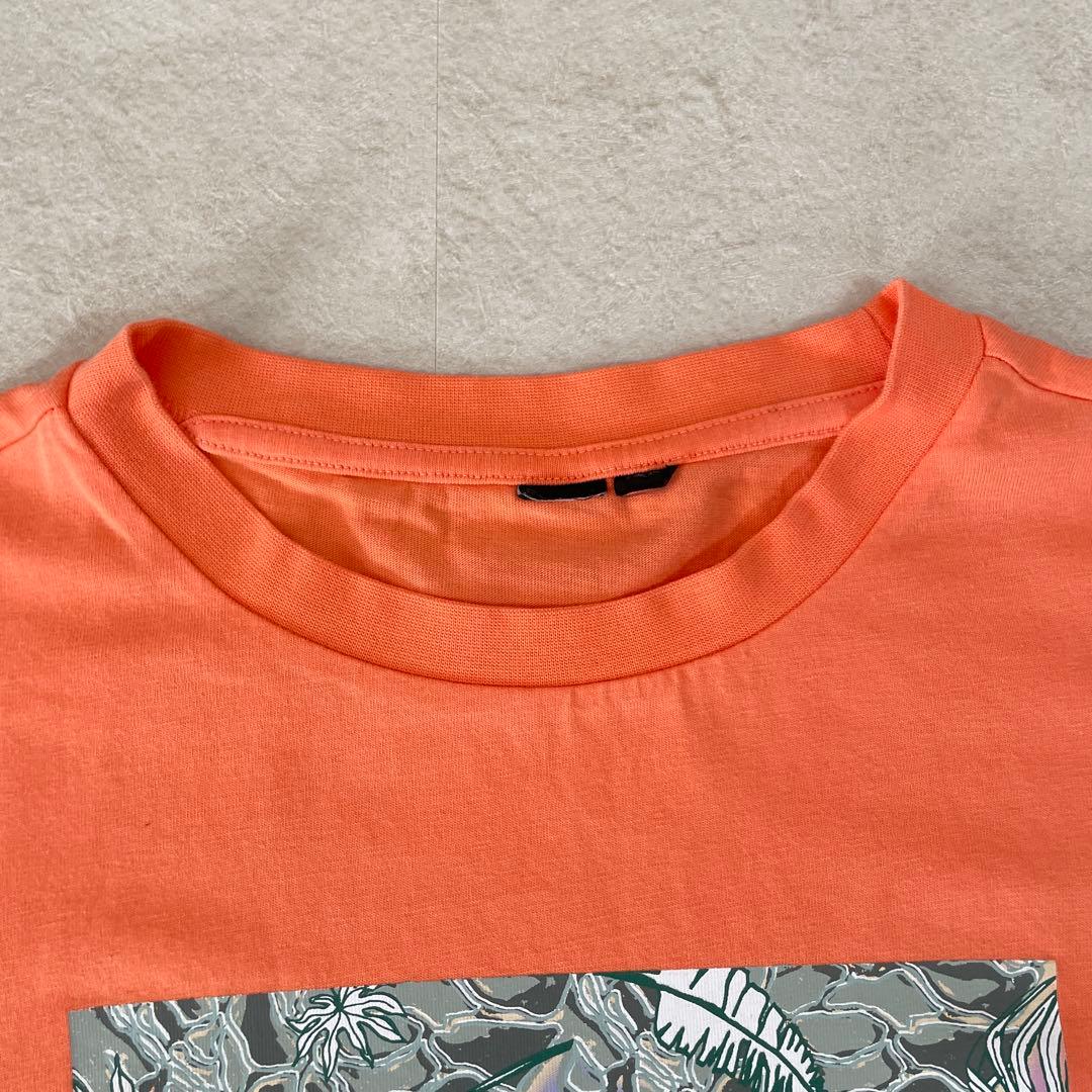 【美品】adidas 半袖Tシャツ ボタニカル グラフィックプリント オレンジ