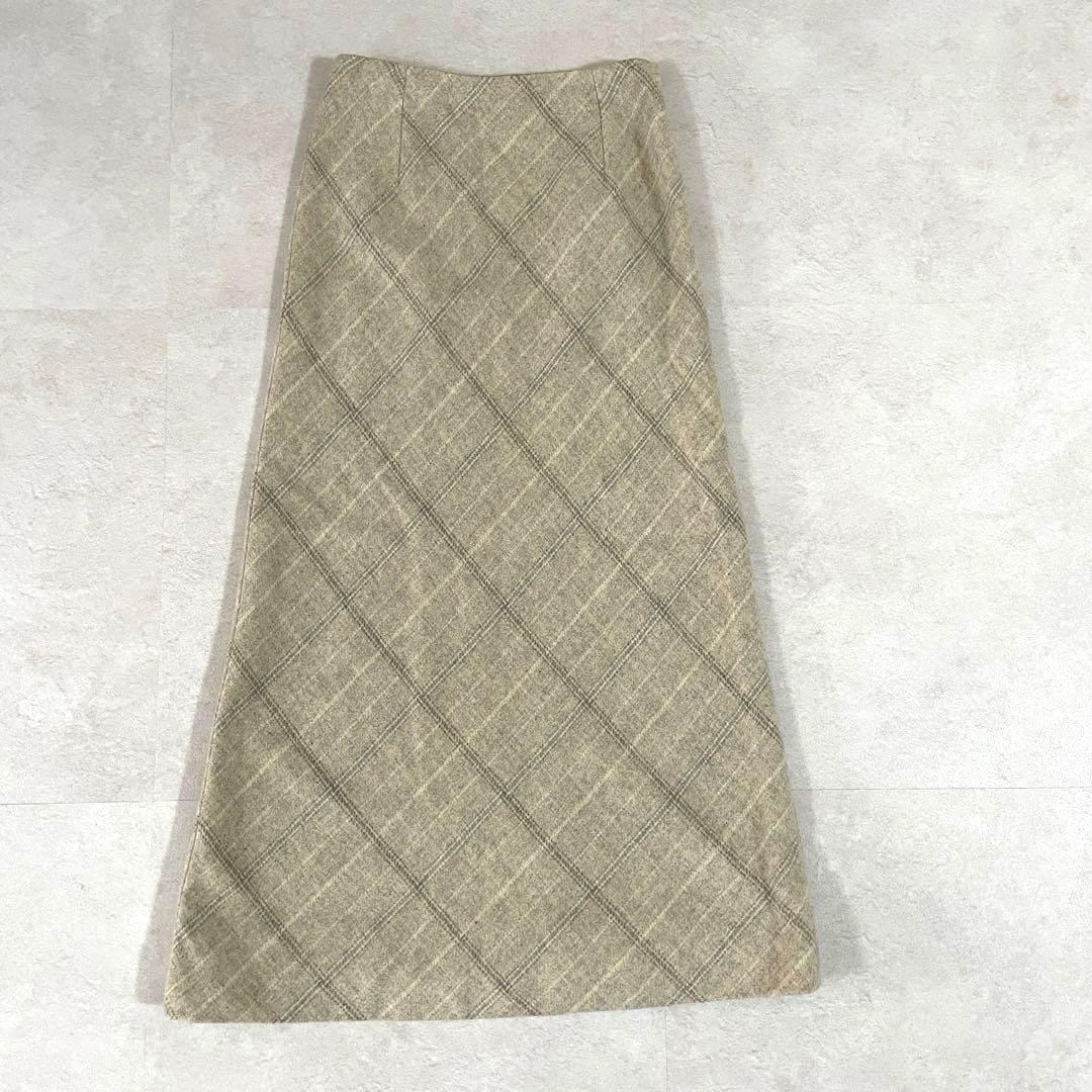 【美品】CELINE ロングスカート フランス製 サイズ38 ベージュ チェック