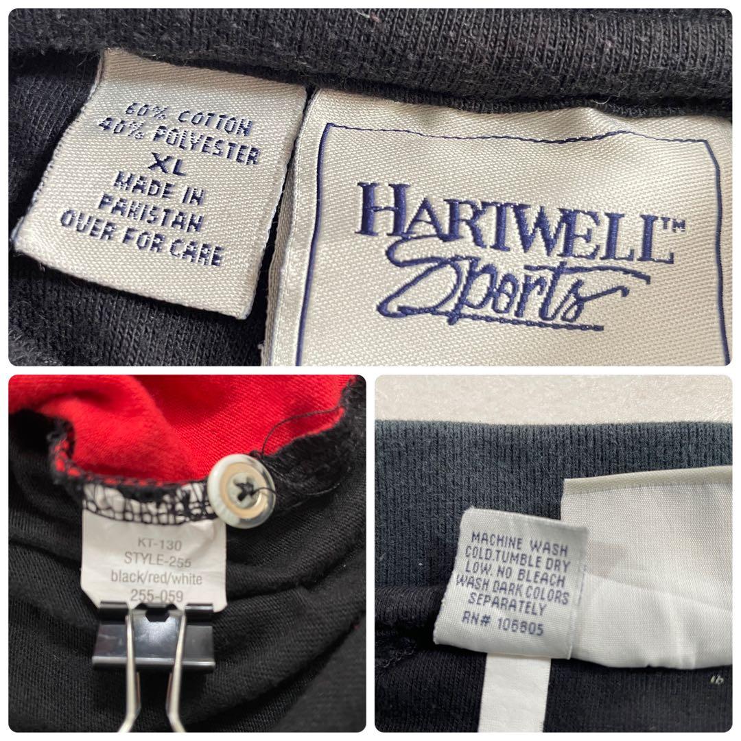 【美品】USA古着 HARTWELL SPORTS 半袖ポロシャツ XL 黒/赤