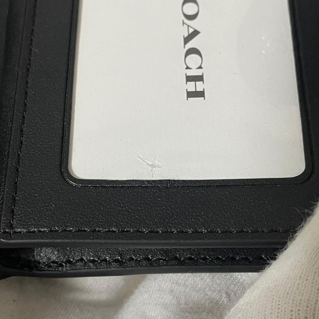 訳あり新品 COACH 二つ折り財布 シグネチャー柄 茶×黒