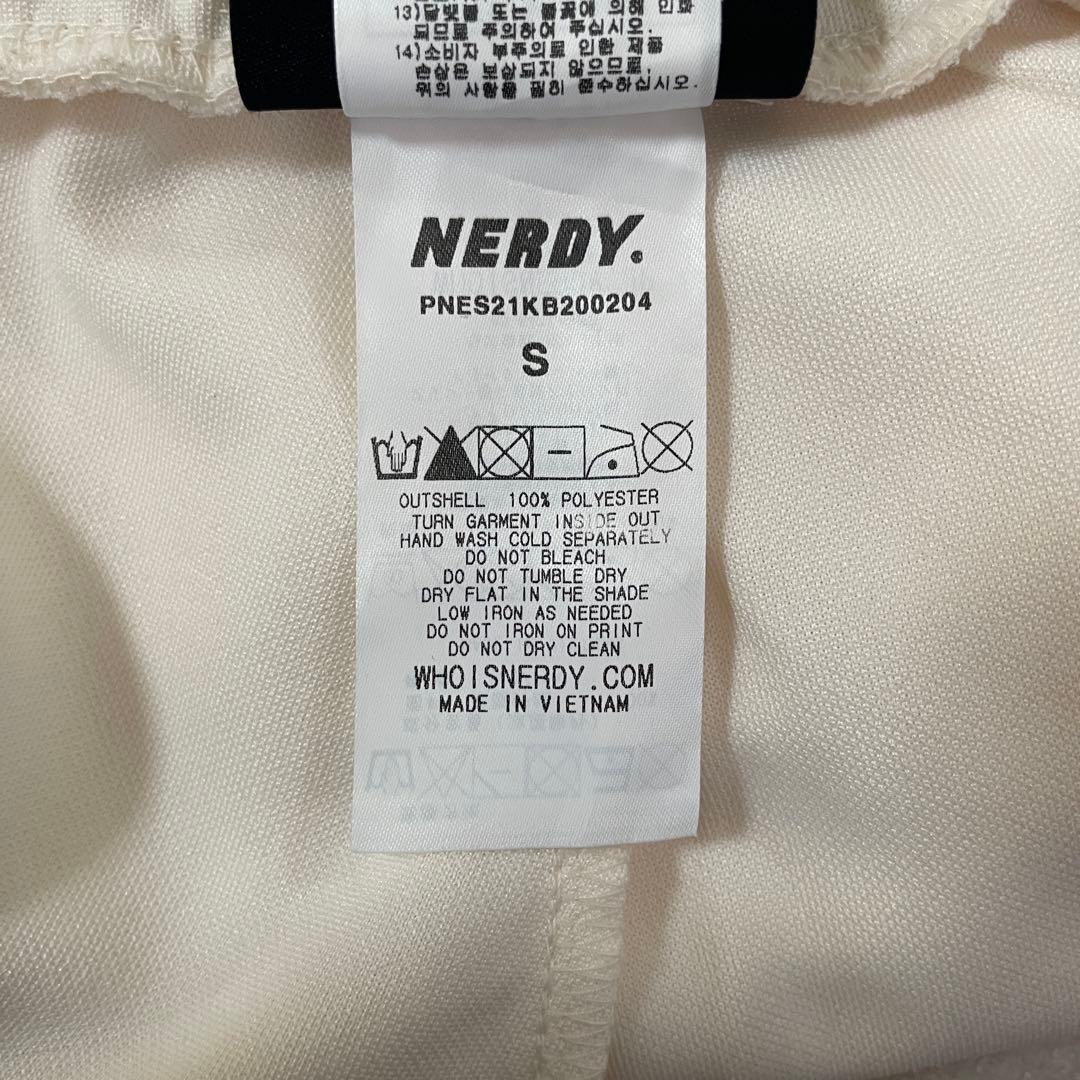 古着 NERDY トラックパンツ サイドストライプ モノグラム クリーム色 S