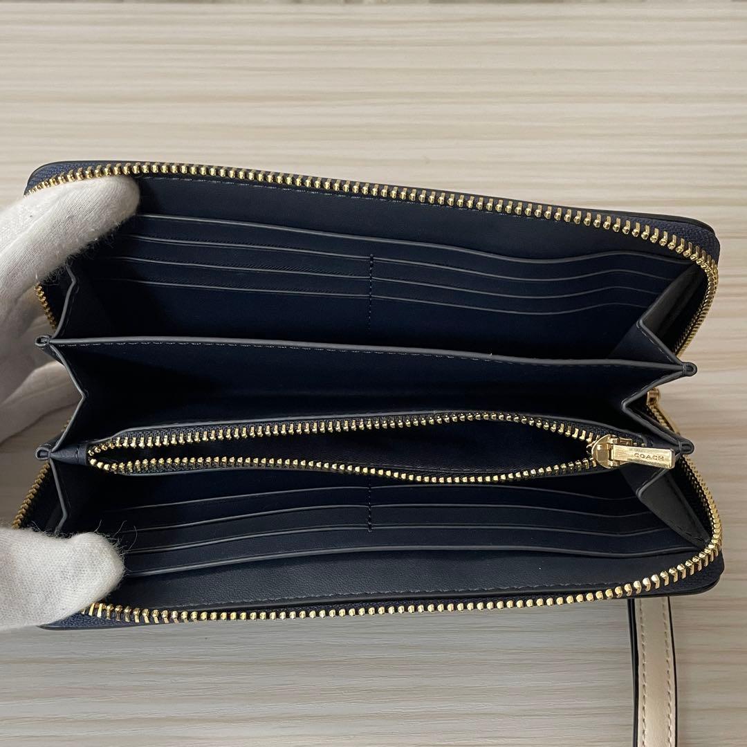 訳あり新品 COACH 長財布 シグネチャー柄 デニムマルチ