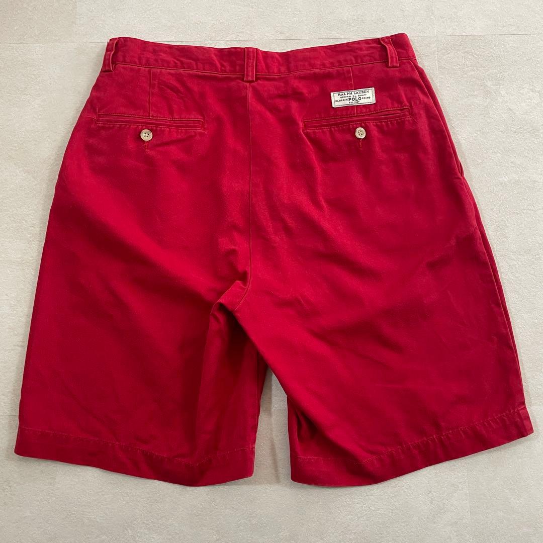 90s POLO RALPH LAUREN ポロチノ ハーフパンツ 30 レッド