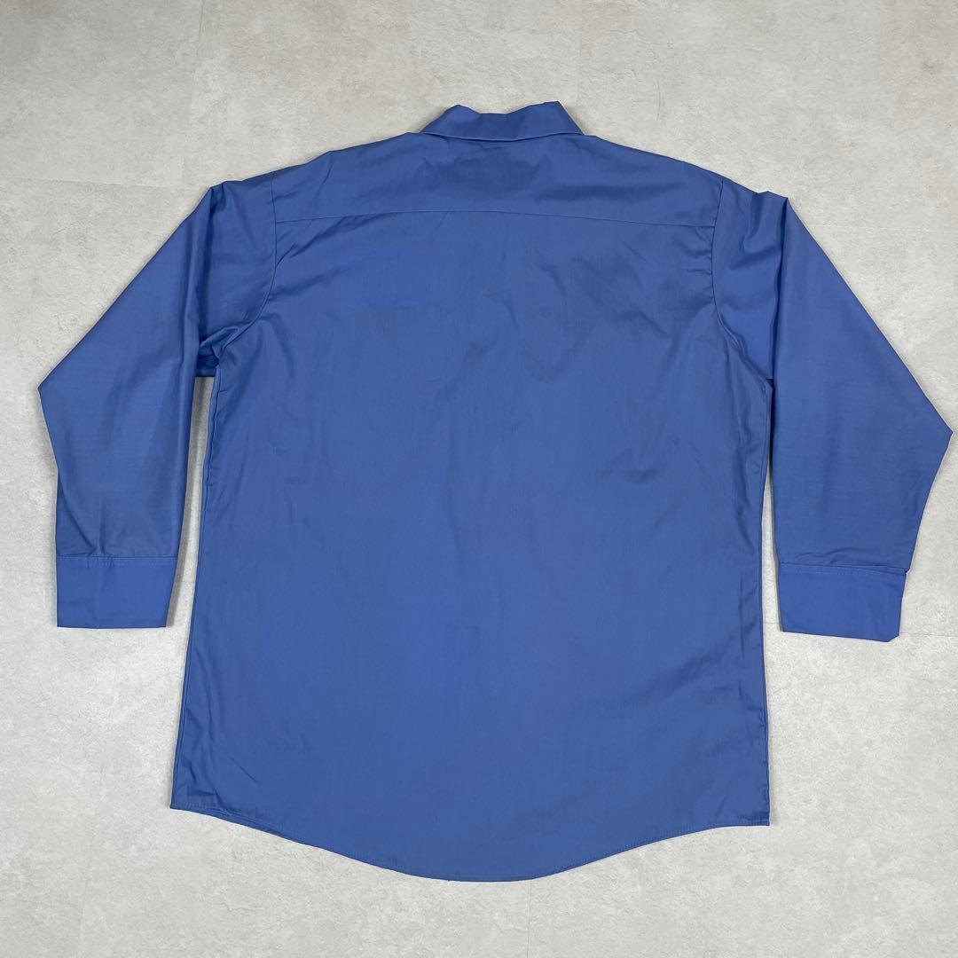 古着 WORK WEAR 長袖ワークシャツ 企業ロゴ ブルー XL