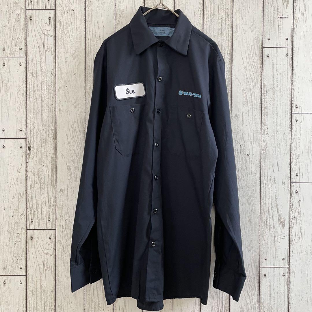 【美品】古着 CINTAS 長袖ワークシャツ Sサイズ ネイビー