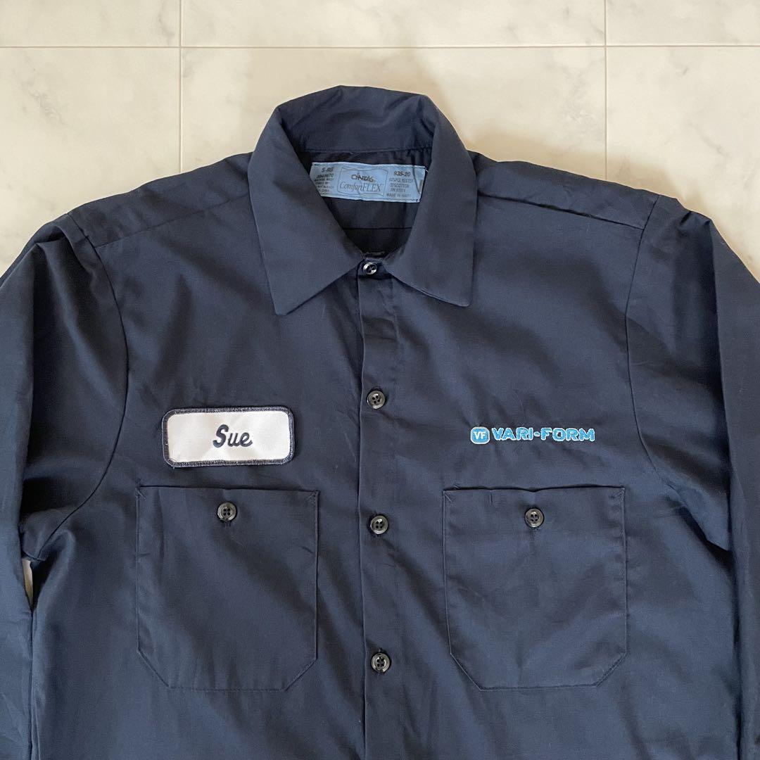 【美品】古着 CINTAS 長袖ワークシャツ Sサイズ ネイビー
