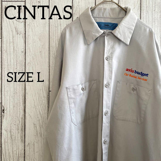 【美品】古着 CINTAS 長袖ワークシャツ Lサイズ グレー
