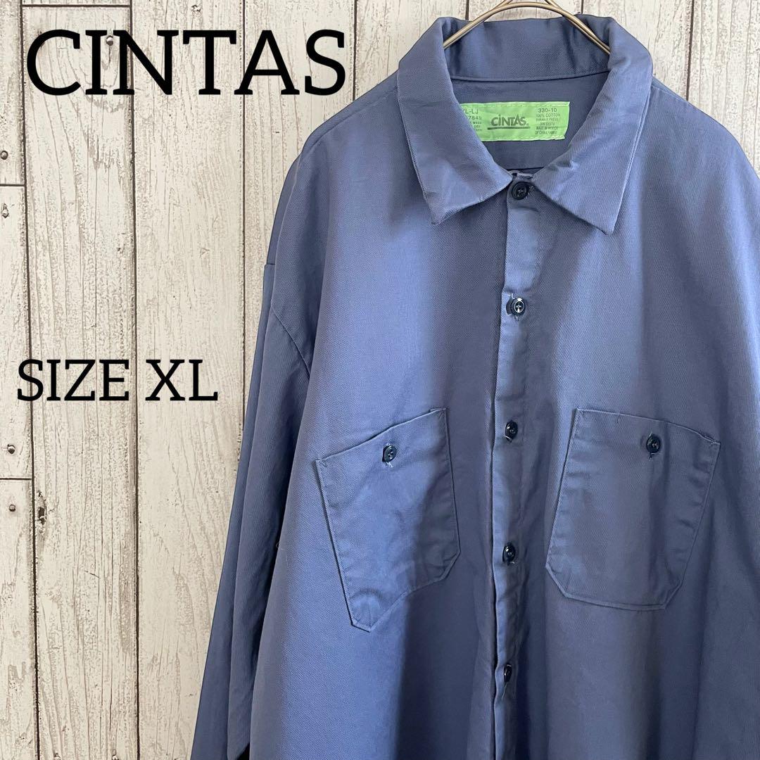 古着 CINTAS 長袖ワークシャツ XLサイズ ブルー