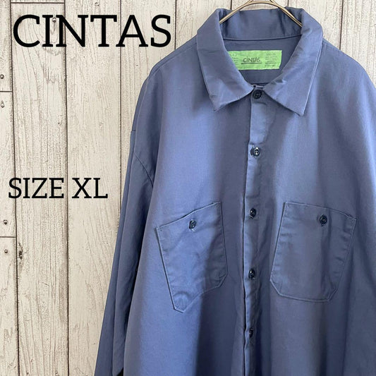 古着 CINTAS 長袖ワークシャツ XLサイズ ブルー
