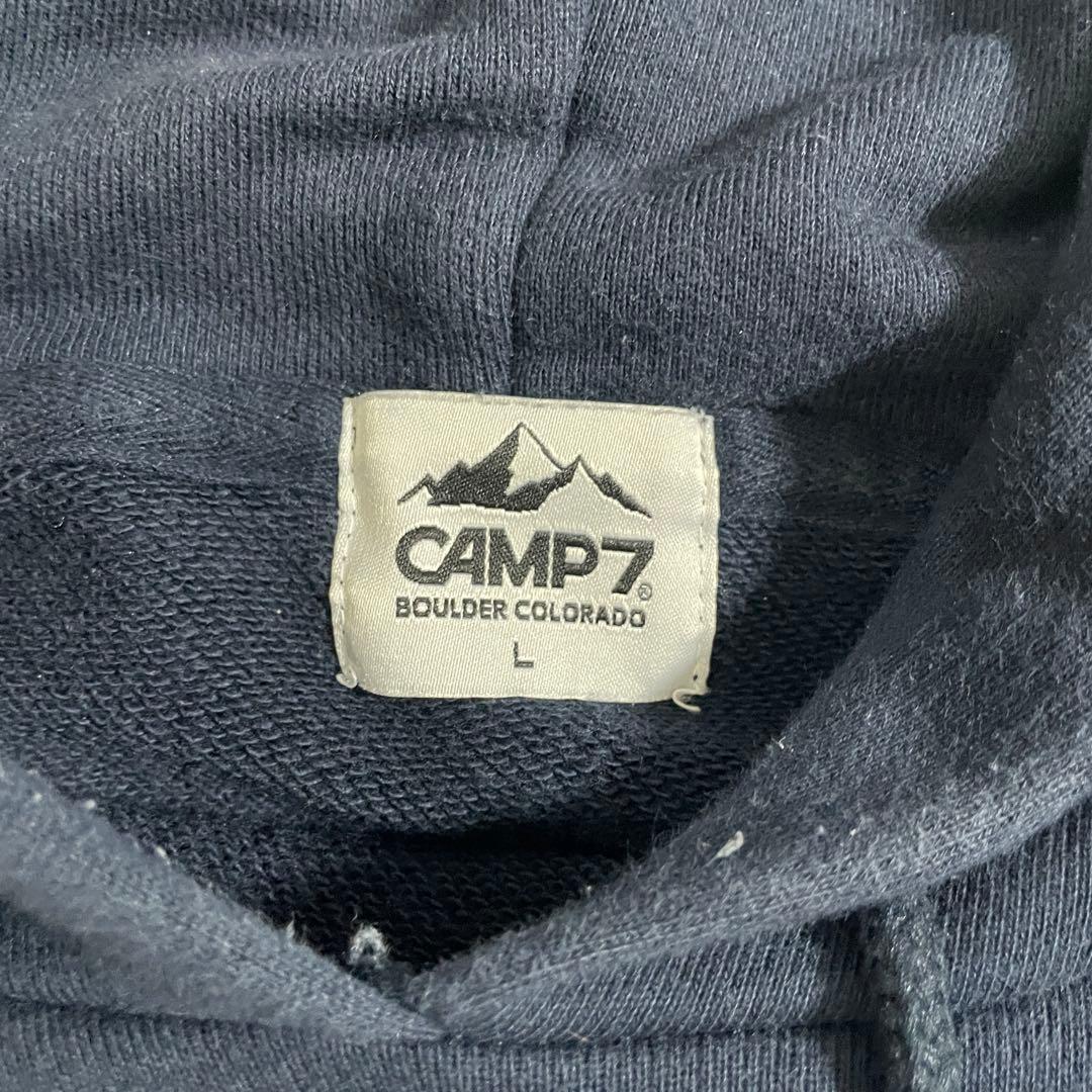 古着 CAMP7 プルオーバーパーカー バックプリント サイズL ネイビー（画像 13/16）