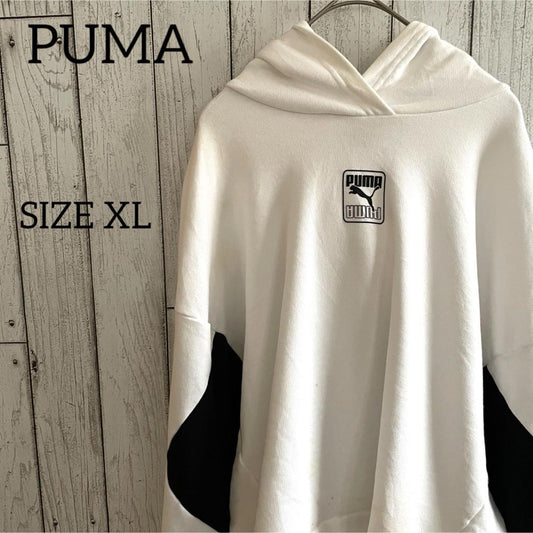 PUMA プーマ メンズ 長袖パーカー XLサイズ ホワイト ショート丈