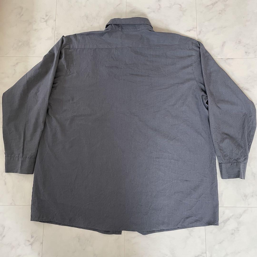 【美品】古着UniWeave 長袖ワークシャツ 18.5サイズ グレーチェック