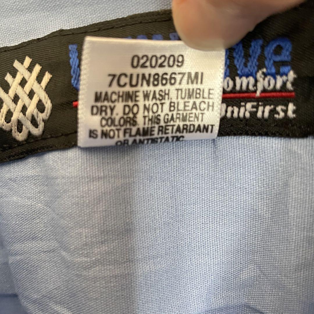 【美品】UniWeave ワークシャツ 半袖 ワッペン付き ブルー