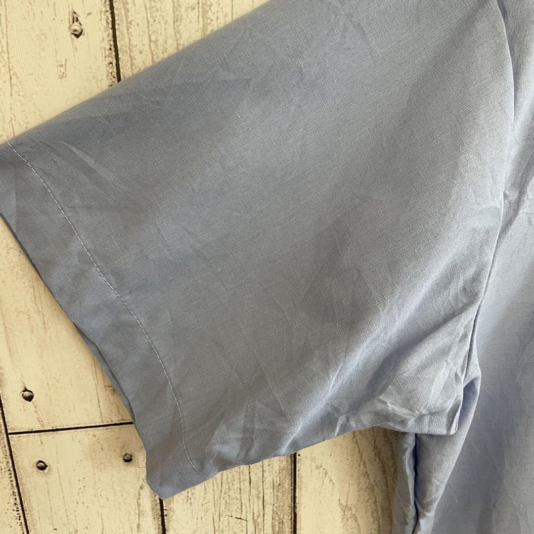 【美品】UniWeave ワークシャツ 半袖 ワッペン付き ブルー