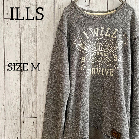 【美品】ILLS イルズ ユニセックスロングTシャツ Ｍサイズ グレー