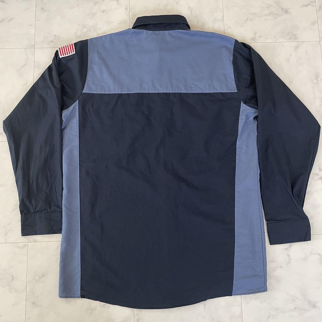 【美品】古着 RED KAP 長袖ワークシャツ Lサイズ ツートン ブルー系