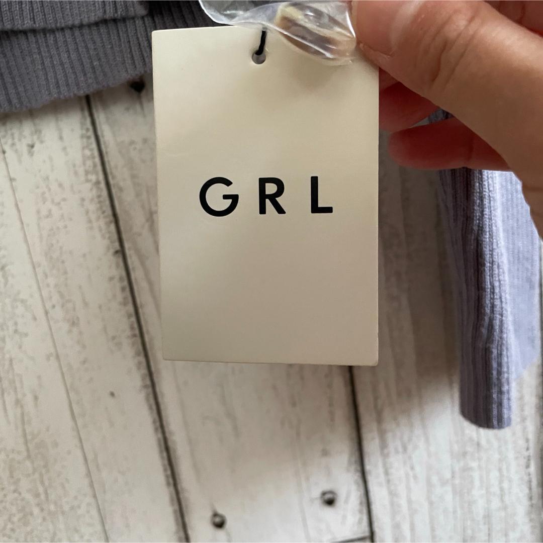 【新品未使用】GRL レディース 長袖スクエアネックリブニットMサイズ ブルー