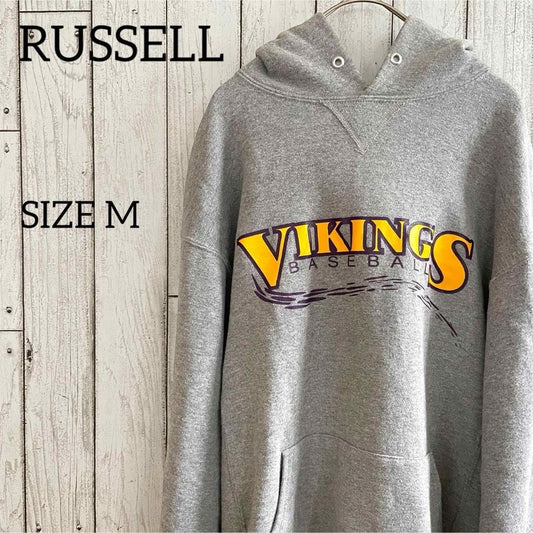 【美品】RUSSELL ラッセル メンズ 長袖パーカー Mサイズ グレー