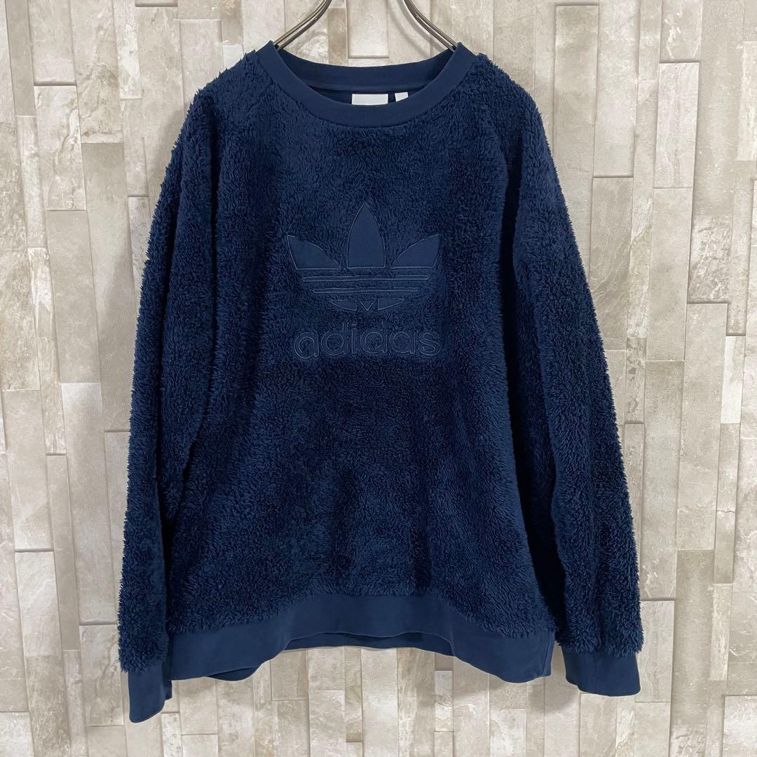 【美品】adidas Originals ボア スウェット トレーナー L 紺（画像 2/15）
