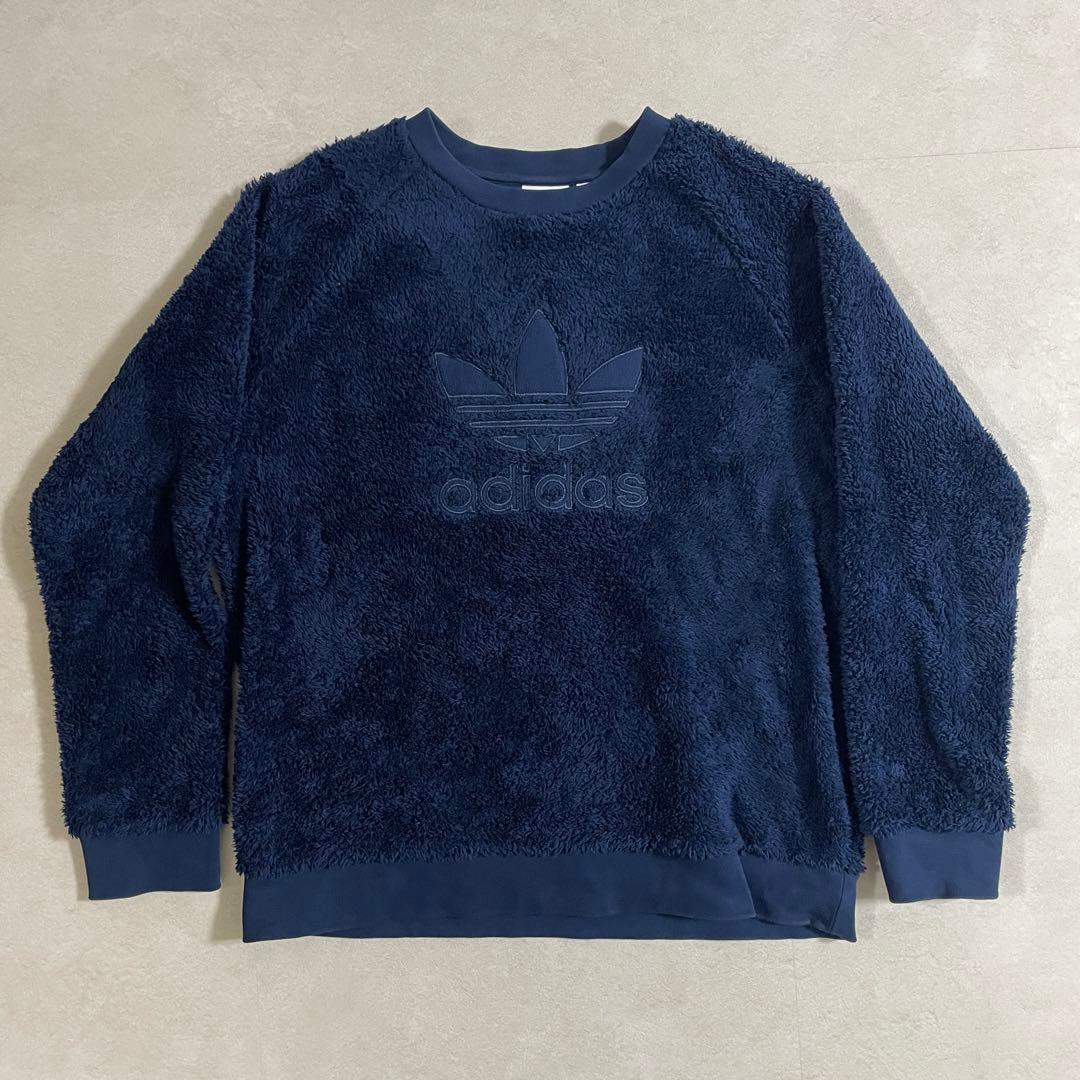 【美品】adidas Originals ボア スウェット トレーナー L 紺（画像 3/15）
