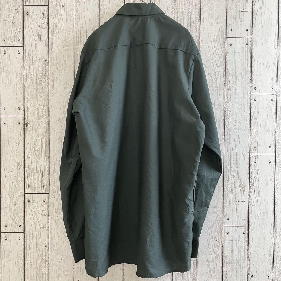 【美品】古着 RED KAP 長袖ワークシャツ Mサイズ グリーン
