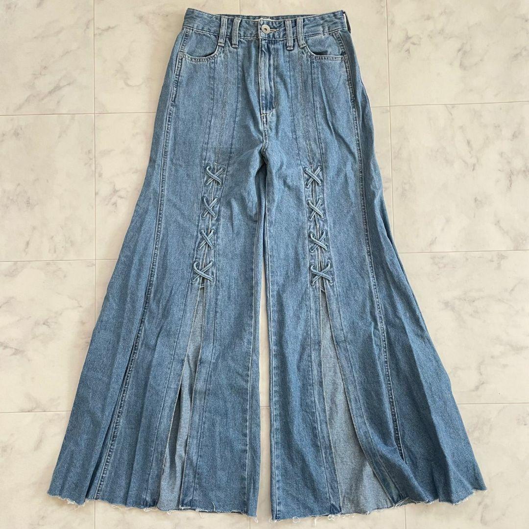 【新品未使用】ジェイダ レディース フロントレースアップフレアデニムパンツ