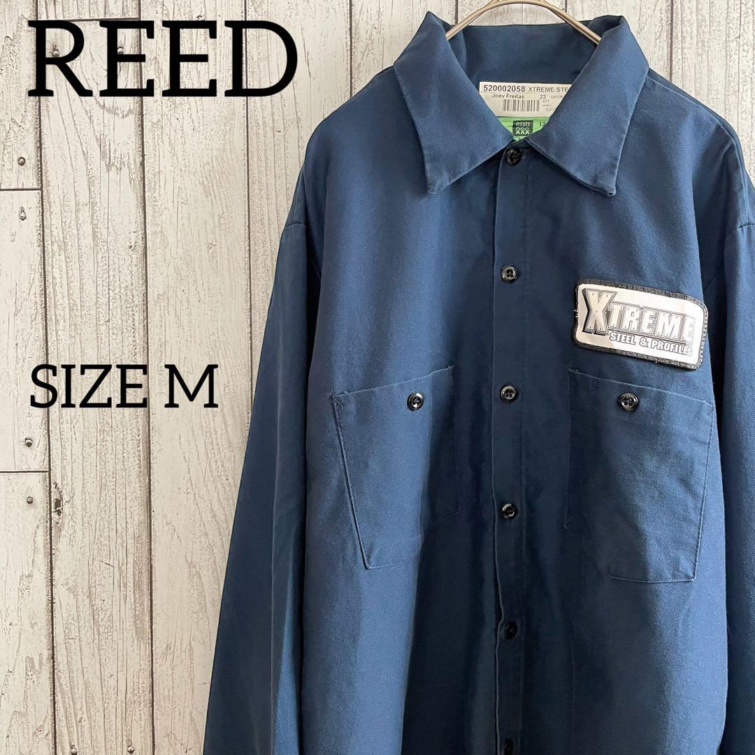古着 REED 長袖ワークシャツ Mサイズ ネイビー