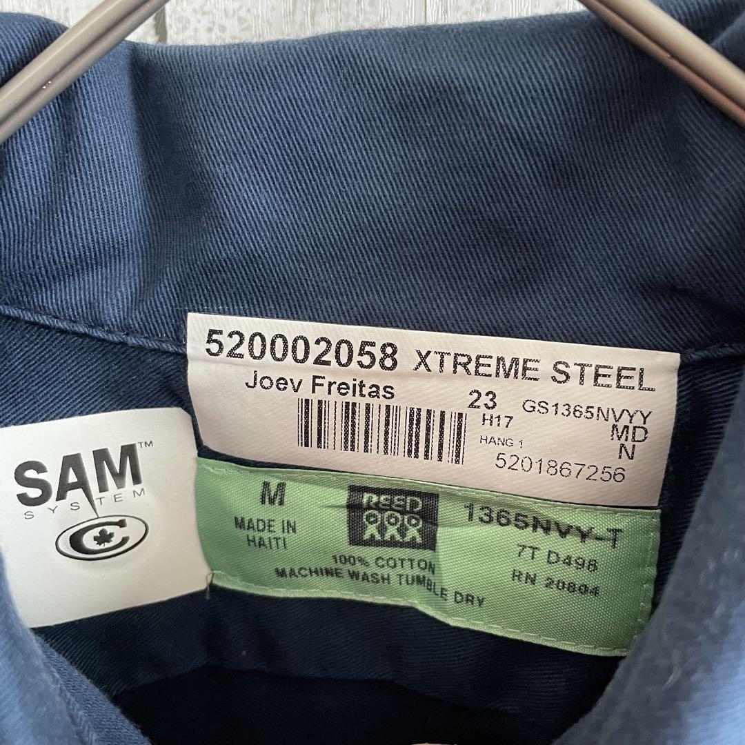 古着 REED 長袖ワークシャツ Mサイズ ネイビー