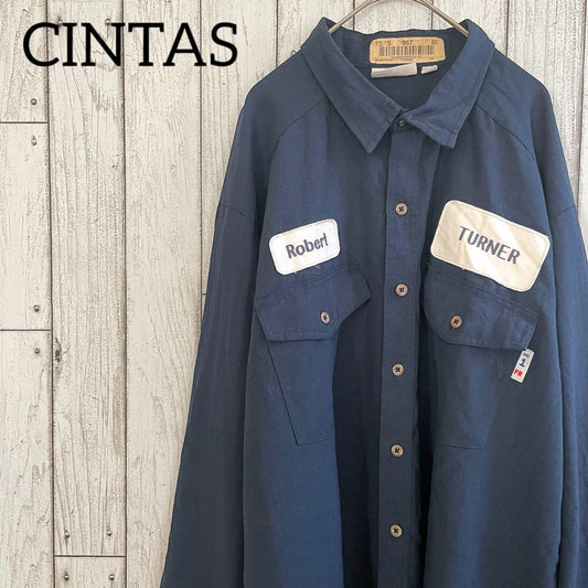 CINTAS シンタス メンズ 長袖ワークシャツ ネイビー