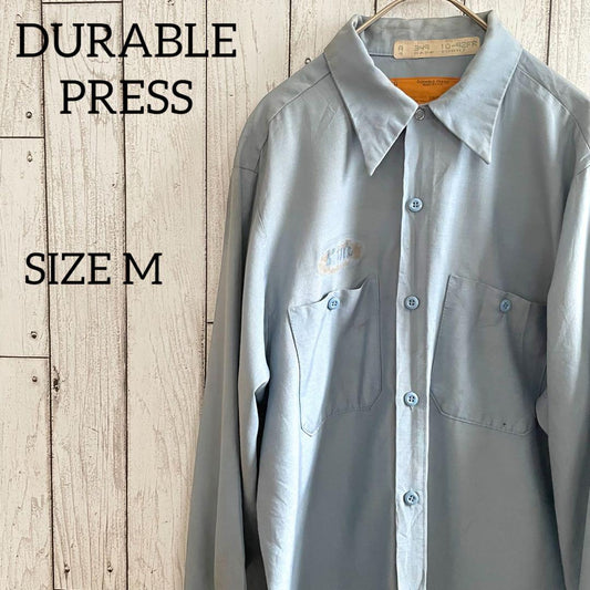 DURABLE PRESS 長袖ワークシャツ Mサイズ ブルー USA製