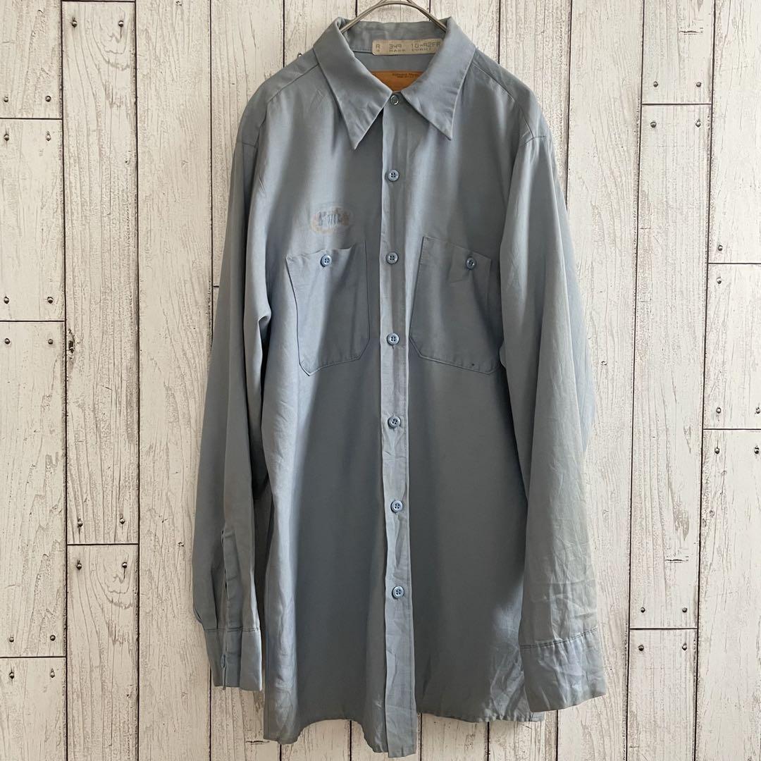 DURABLE PRESS 長袖ワークシャツ Mサイズ ブルー USA製
