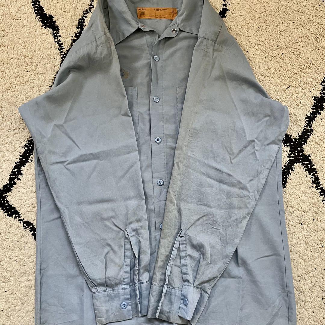 DURABLE PRESS 長袖ワークシャツ Mサイズ ブルー USA製