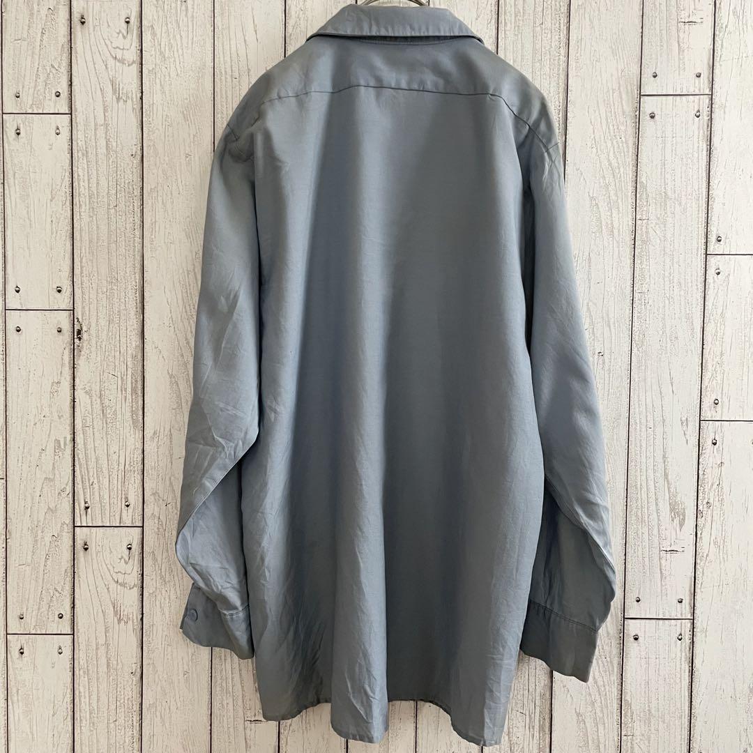 DURABLE PRESS 長袖ワークシャツ Mサイズ ブルー USA製