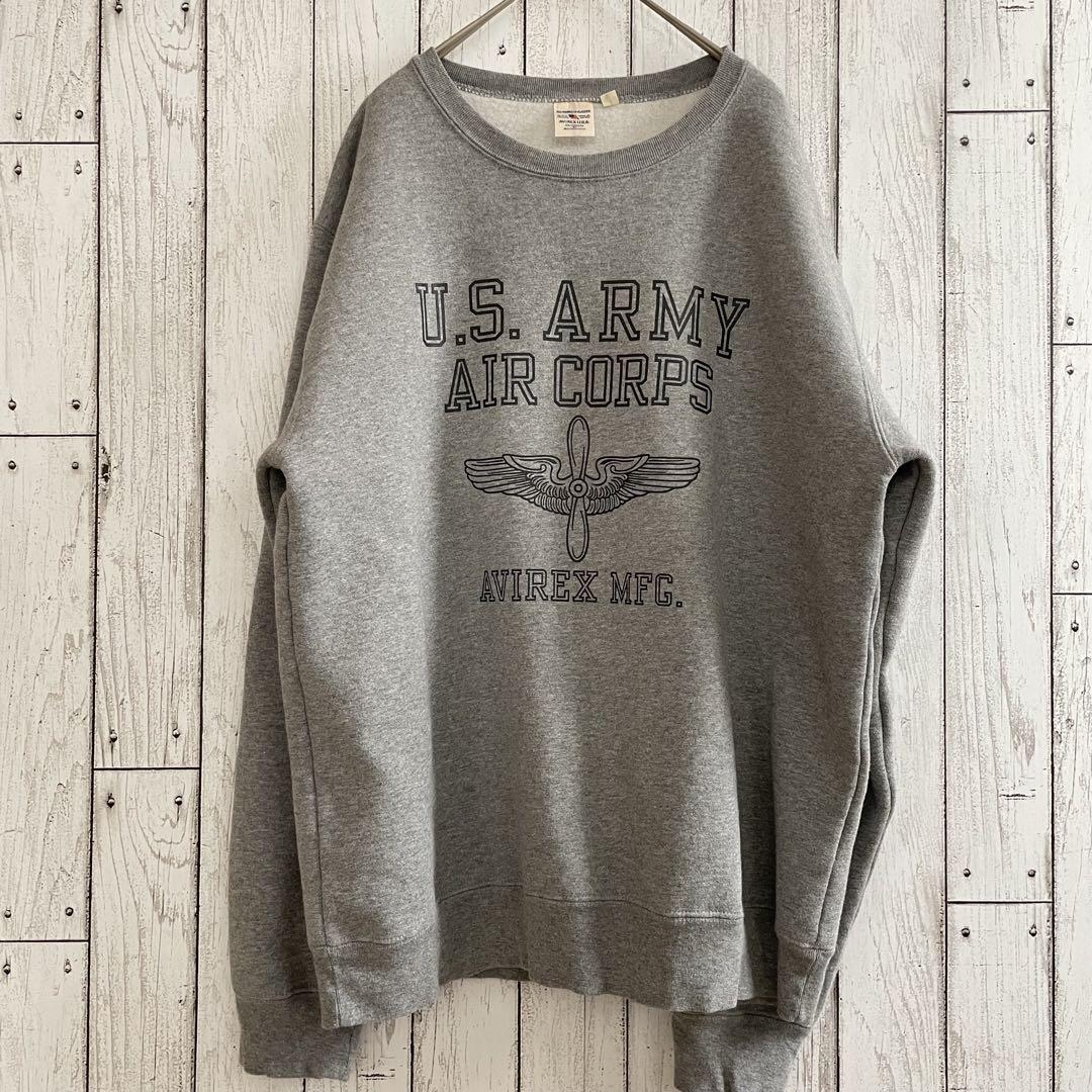 【美品】AVIREX U.S.A. メンズ トレーナー XLサイズ グレー